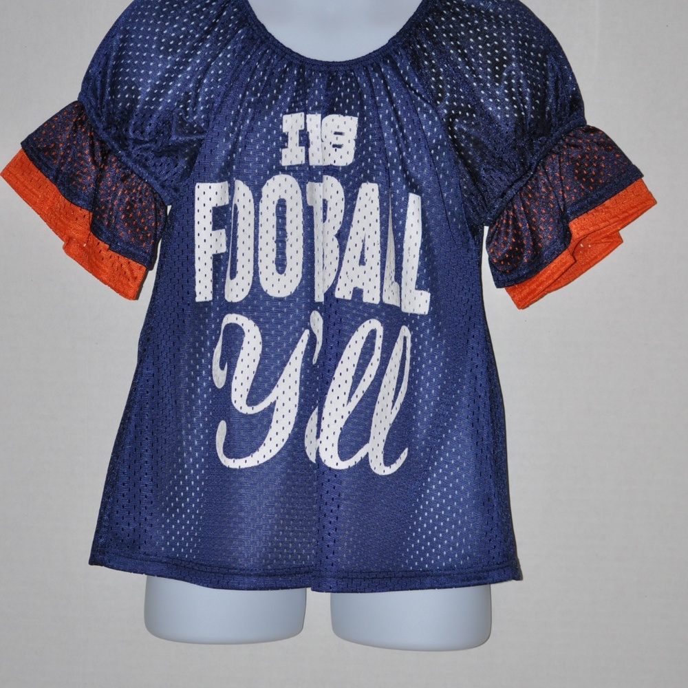 Girl's Jersey It's Football Y'all Navy Orange 4T-M